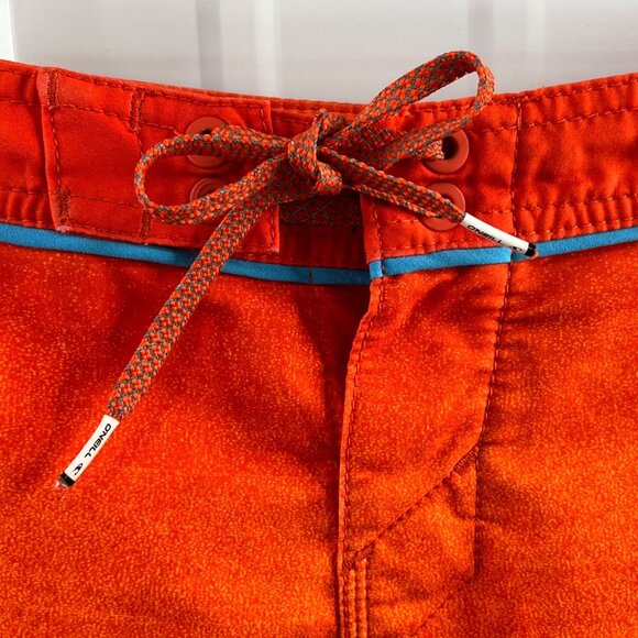 ONeill Mens Mid-Length Board Shorts Size 32 Orange/Blue Striped Drawstring Fit L - Picture 3 of 11
